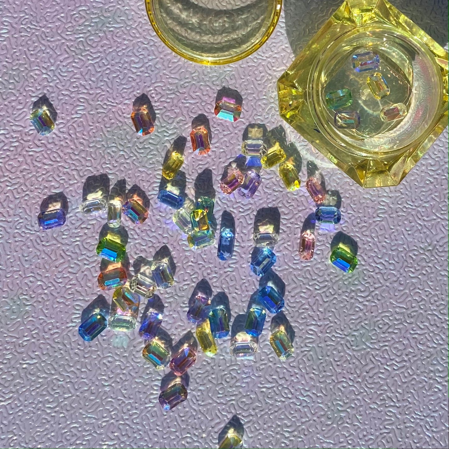 Emerald-cut Rainbow Stones, 50 count