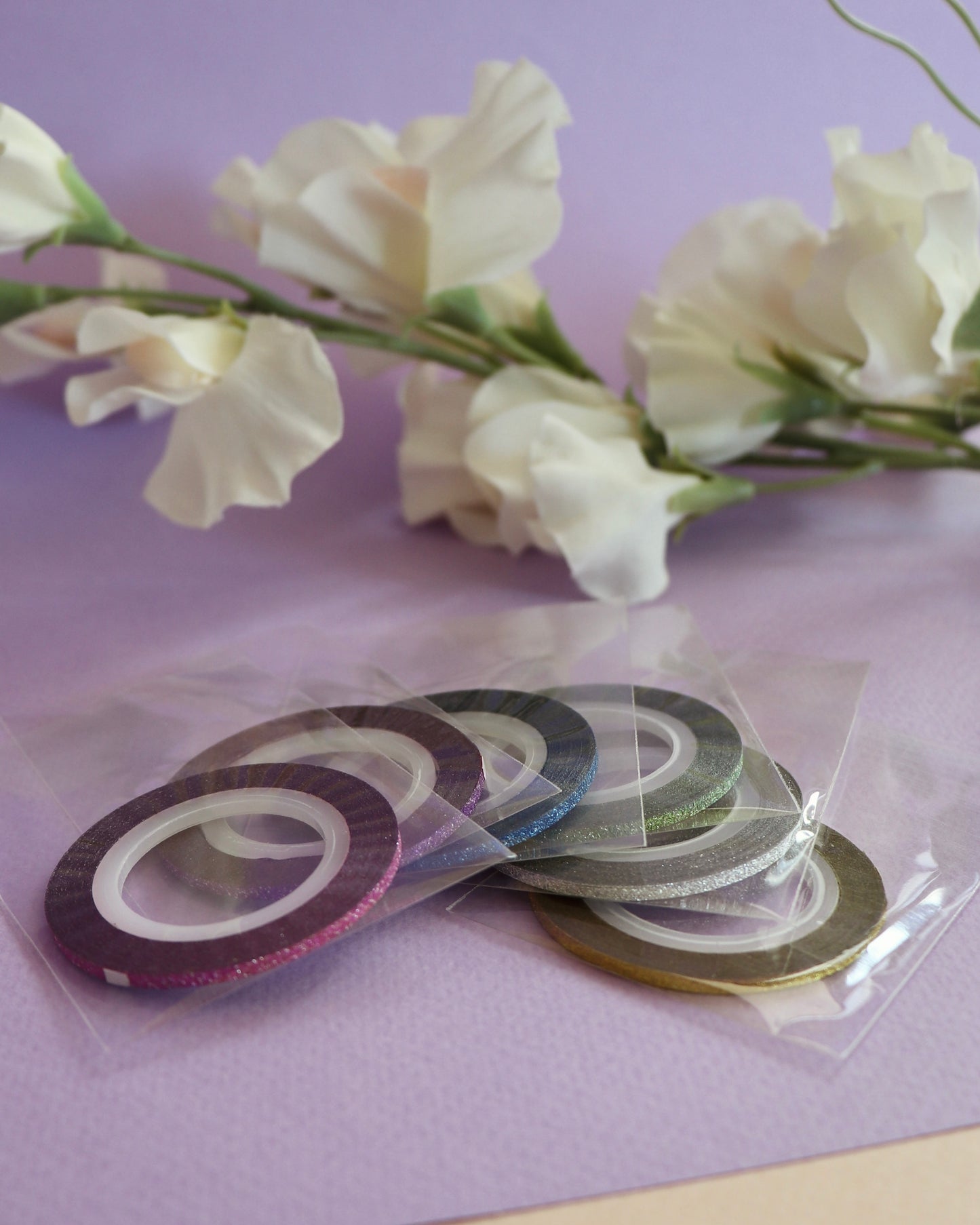 2mm Rainbow Glitter Striping Tape - 6 pack