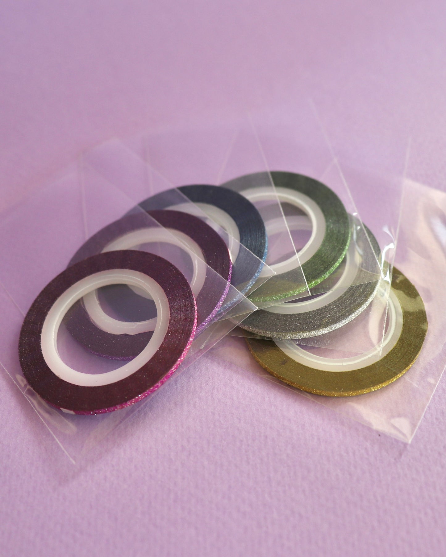 2mm Rainbow Glitter Striping Tape - 6 pack