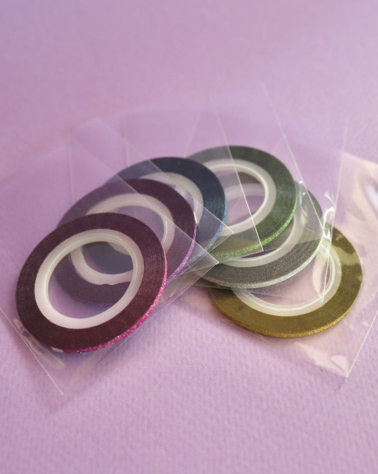 2mm Rainbow Glitter Striping Tape - 6 pack