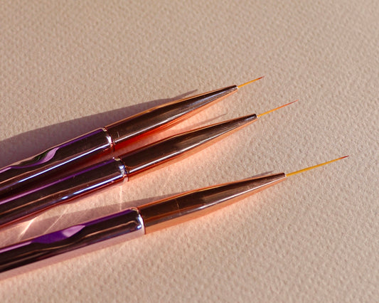 Pink & Rose Gold 3-piece Nail Art Brush Set